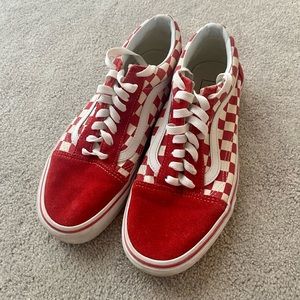 Red Checkered Low Top Vans